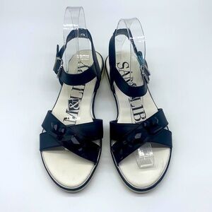 Sam & Libby - Black and White Jeweled Strap Sandals Size 6